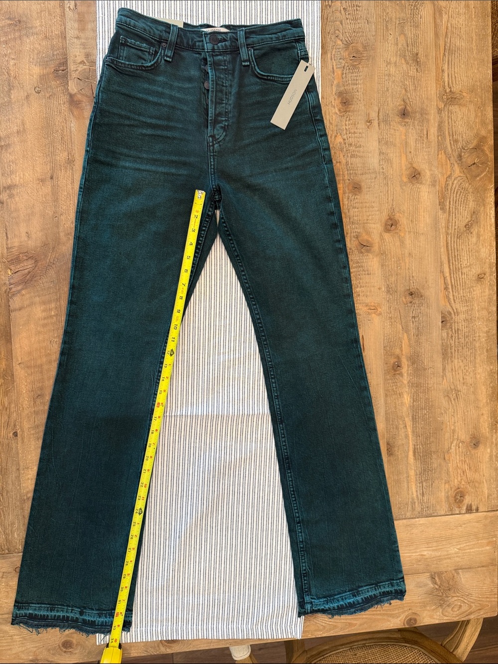 Hudson Jeans Teal Green Button-Fly Flare Jeans